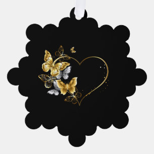 Herz mit goldenen Schmetterlingen Ornament Karte