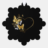 Herz mit goldenen Schmetterlingen Ornament Karte (Rückseite)