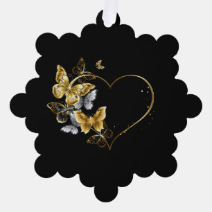 Herz mit goldenen Schmetterlingen Ornament Karte