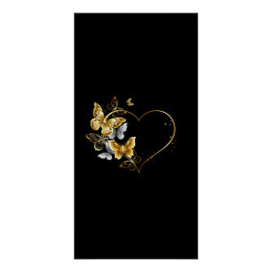Herz mit goldenen Schmetterlingen Poster
