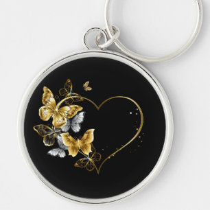 Herz mit goldenen Schmetterlingen Schlüsselanhänger