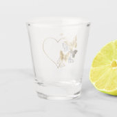Herz mit goldenen Schmetterlingen Schnapsglas (Rückseite)