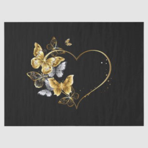 Herz mit goldenen Schmetterlingen Seidenpapier