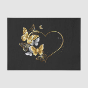 Herz mit goldenen Schmetterlingen Seidenpapier
