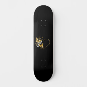 Herz mit goldenen Schmetterlingen Skateboard
