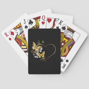 Herz mit goldenen Schmetterlingen Spielkarten