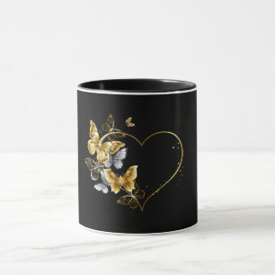 Herz mit goldenen Schmetterlingen Tasse