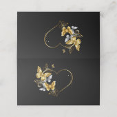 Herz mit goldenen Schmetterlingen Terminkarte (Außenseite Aufgefaltet)