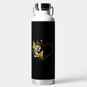 Herz mit goldenen Schmetterlingen Trinkflasche