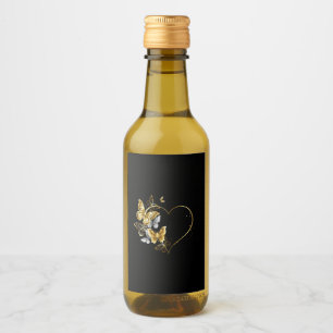 Herz mit goldenen Schmetterlingen Weinetikett