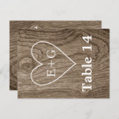 Herz mit Initialen auf Holz Hochzeit Tischnummer (Vorne/Hinten)
