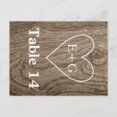 Herz mit Initialen auf Holz Hochzeit Tischnummer (Rückseite)