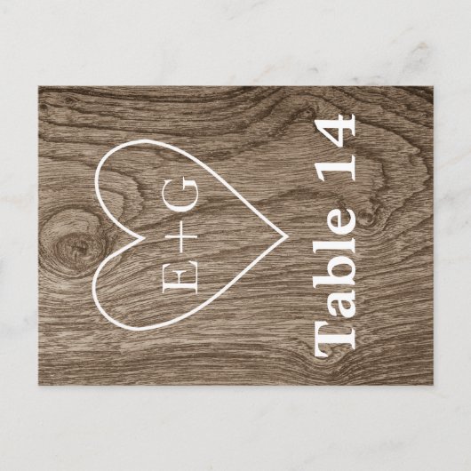 Herz mit Initialen auf Holz Hochzeit Tischnummer (Vorderseite)