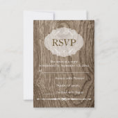 Herz mit Initialen Holz Korn rustikale Hochzeit RS RSVP Karte (Rückseite)