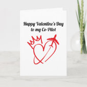 Herz mit Kronen & Flugzeug fliegen, einfach, moder Karte (Vorderseite)