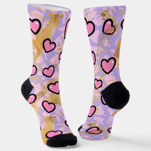 Herz, mit Leopard  Socken (Gewinkelt)