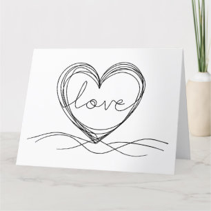 Herz mit "Liebe" in Continuous Line Art Dankeskarte