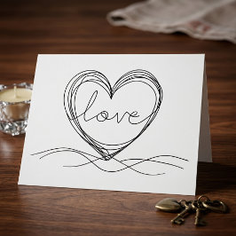 Herz mit "Liebe" in Continuous Line Art Dankeskarte