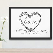 Herz mit "Liebe" in Continuous Line Art Fotodruck