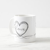 Herz mit "Liebe" in Continuous Line Art Kaffeetasse (Vorderseite Links)