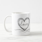 Herz mit "Liebe" in Continuous Line Art Kaffeetasse (Links)