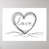 Herz mit "Liebe" in Continuous Line Art Poster (Vorne)
