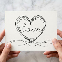 Herz mit "Liebe" in Continuous Line Art Postkarte