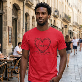 Herz mit "Liebe" in Continuous Line Art T-Shirt