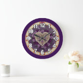 Herz mit Lila Große Wanduhr (Zuhause)