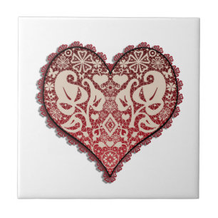Herz mit Lochmuster, Hochzeit, vintage, Verlobung, Fliese