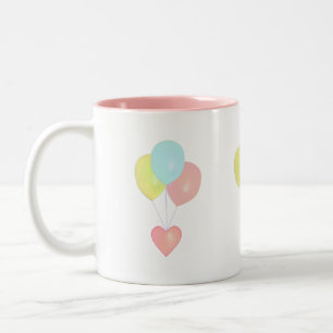 Herz mit Luftballons Zweifarbige Tasse