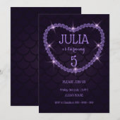 Herz mit Meerjungfrau-Waage und Glitzer-Effekt Einladung (Vorne/Hinten)