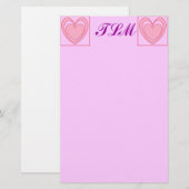 Herz Mit Monogramm Stationery Briefpapier (Vorne/Hinten)