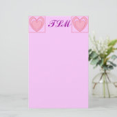 Herz Mit Monogramm Stationery Briefpapier (Stehend Vorderseite)