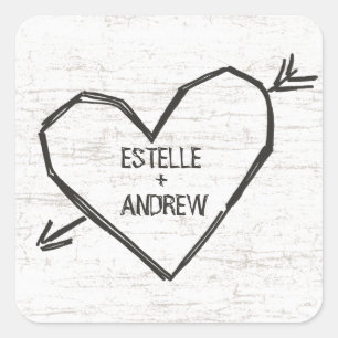 Herz mit Namen Quadratischer Aufkleber