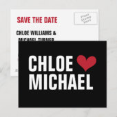 - Herz mit Namen (schwarz/rot) Ankündigungspostkarte (Vorne/Hinten)