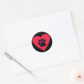 Herz mit Paw Print Runder Aufkleber (Umschlag)