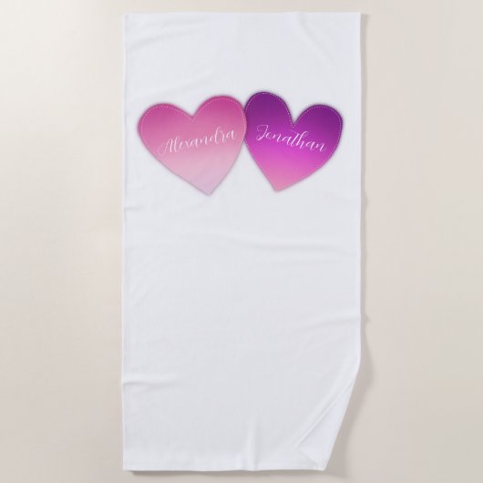 Herz mit Personalisierten Namen Strandtuch (Vorderseite)