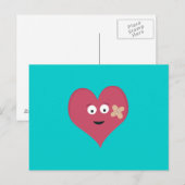 Herz mit Pflaster Postkarte (Vorne/Hinten)