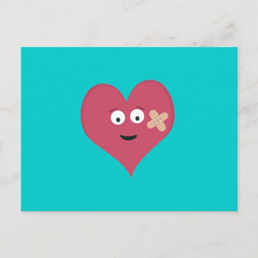 Herz mit Pflaster Postkarte (Vorderseite)