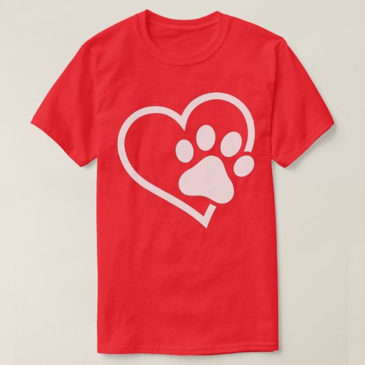Herz mit Pfote für Katzen- oder Hundefans T-Shirt (Design vorne)