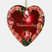 HERZ MIT PINK ROSES VALENTINE'S DAY MONOGRAM KERAMIK ORNAMENT (Rechts)