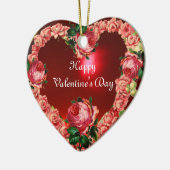HERZ MIT PINK ROSES VALENTINE'S DAY MONOGRAM KERAMIK ORNAMENT (Links)
