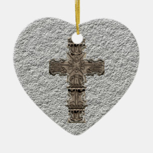 Herz mit Querverzierung Keramik Ornament