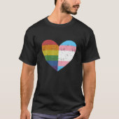 Herz mit Regenbogen- und Transgender-Flag für Stol T-Shirt (Vorderseite)