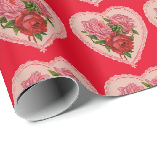 Herz mit Rose Geschenkpapier (Rolleneckpunkt)