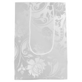 Herz mit Sage Green Ribbon on Damask Mittlere Geschenktüte (Rückseite)