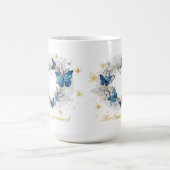 Herz mit Schmetterlingen Morpho Kaffeetasse (Mittel)