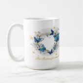 Herz mit Schmetterlingen Morpho Kaffeetasse (Links)