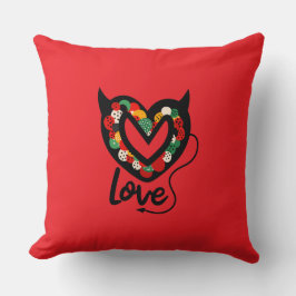 Herz mit Schwanz & Hörner Kissen Kissen